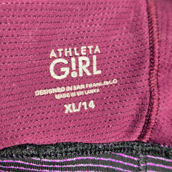 Athleta Girl XL 14 Purple Striped Strappy Back Upbeat Sports Bra 2.0 Activewear - Picture 6 of 6